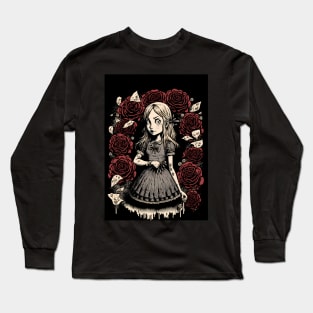 Alice in Wonderland: Dark Gothic Punk E-Girl Style Long Sleeve T-Shirt